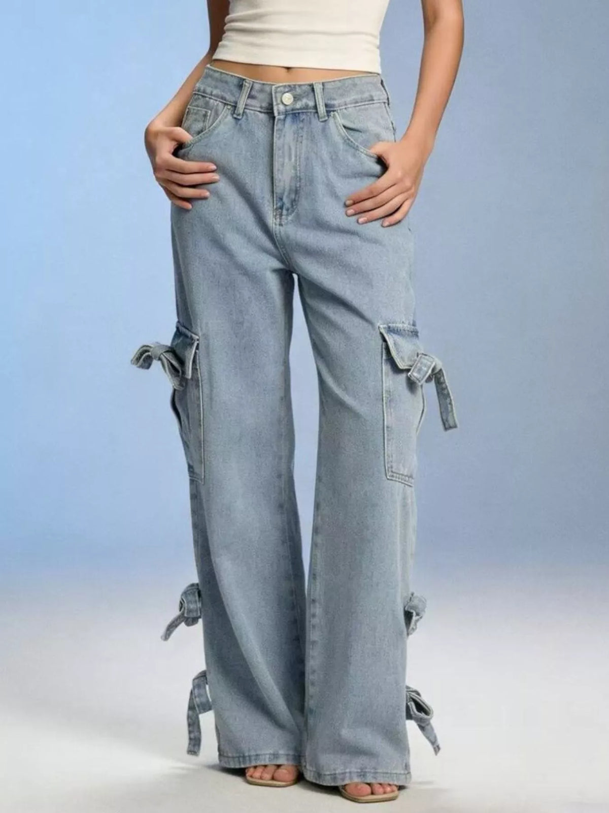 Bow Wide Leg Jeans - Elevate Your Style with Comfort — view 9