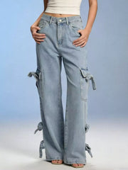 Bow Wide Leg Jeans - Elevate Your Style with Comfort — view 9
