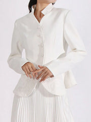 Button Up Long Sleeve Top and Pleated Skirt Set — view 10