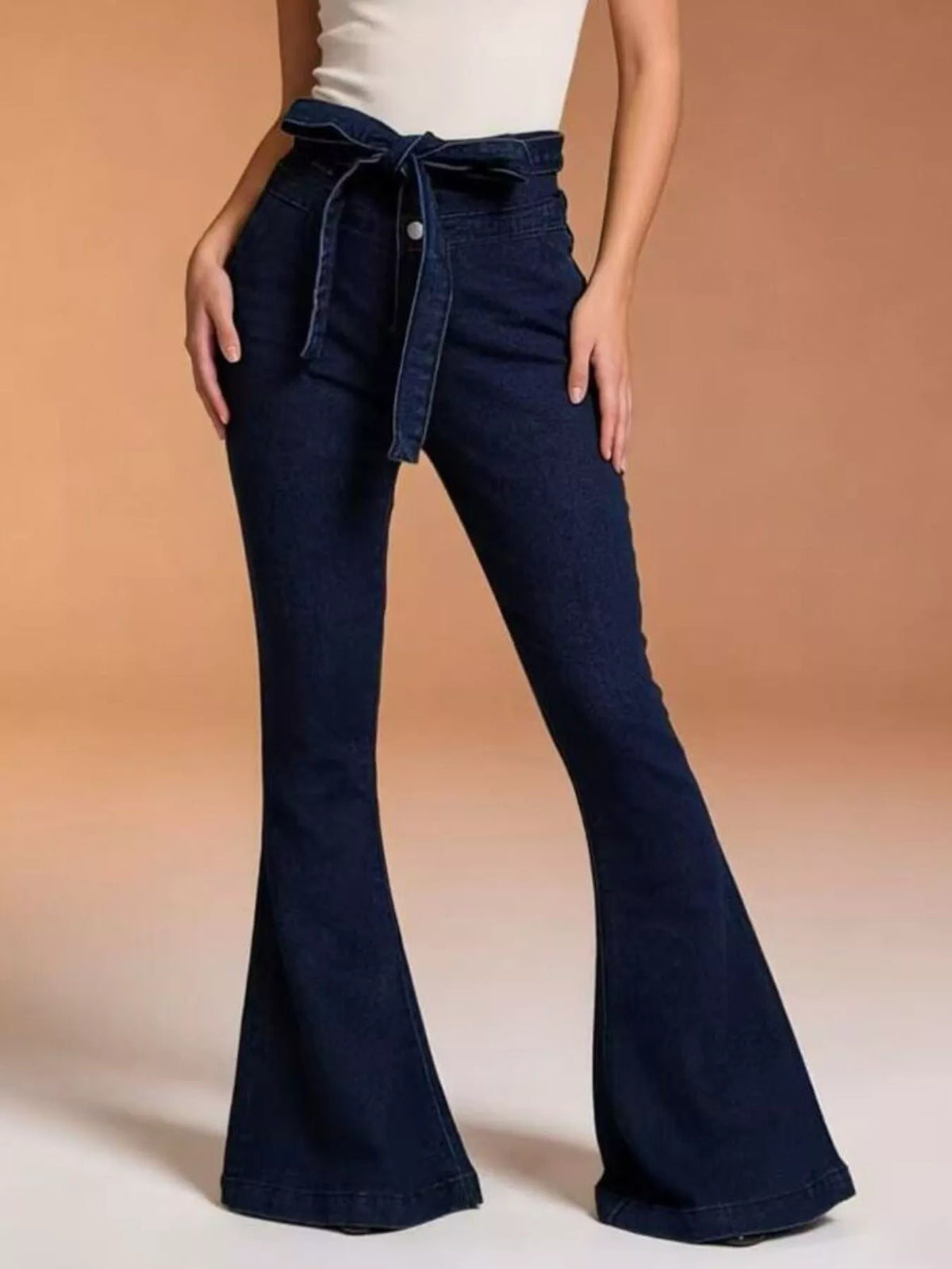 Bow-Tie High-Waisted Flare Jeans: Elevate Your Style — view 15