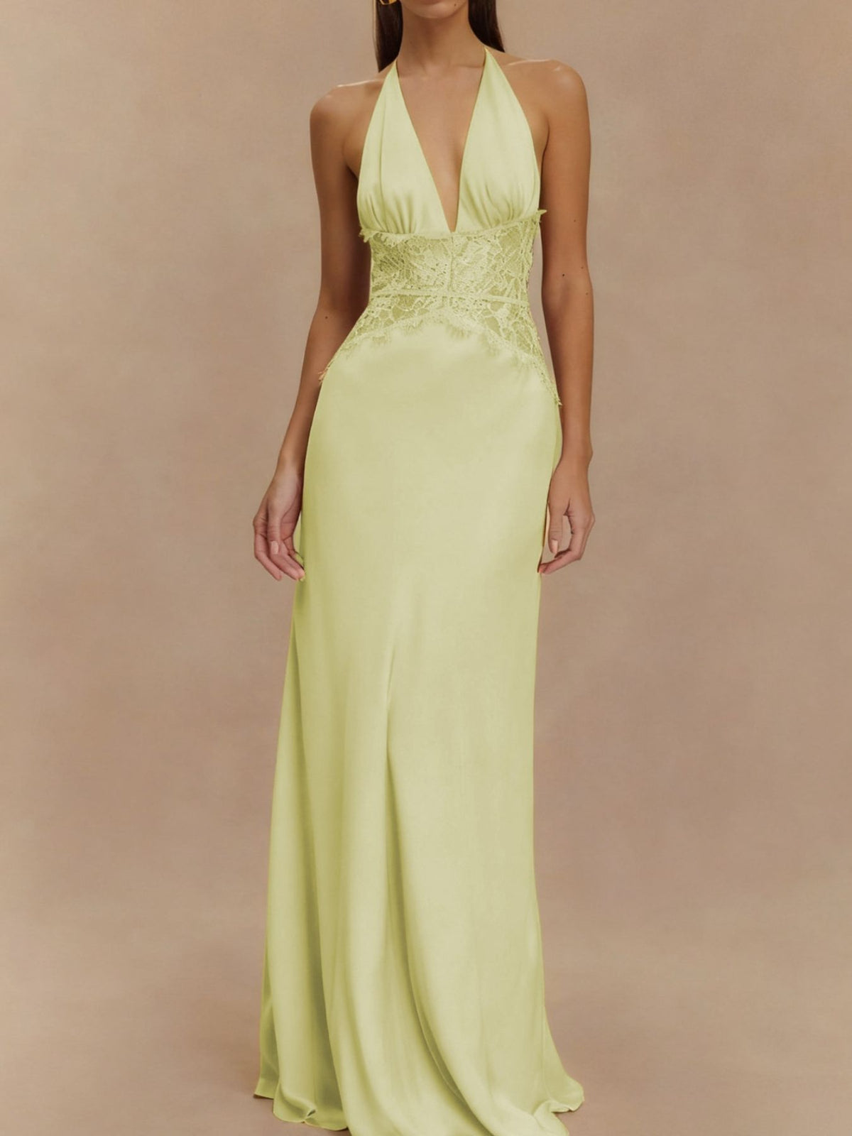 Halter Neck Lace Trimmed Maxi Dress — view 14