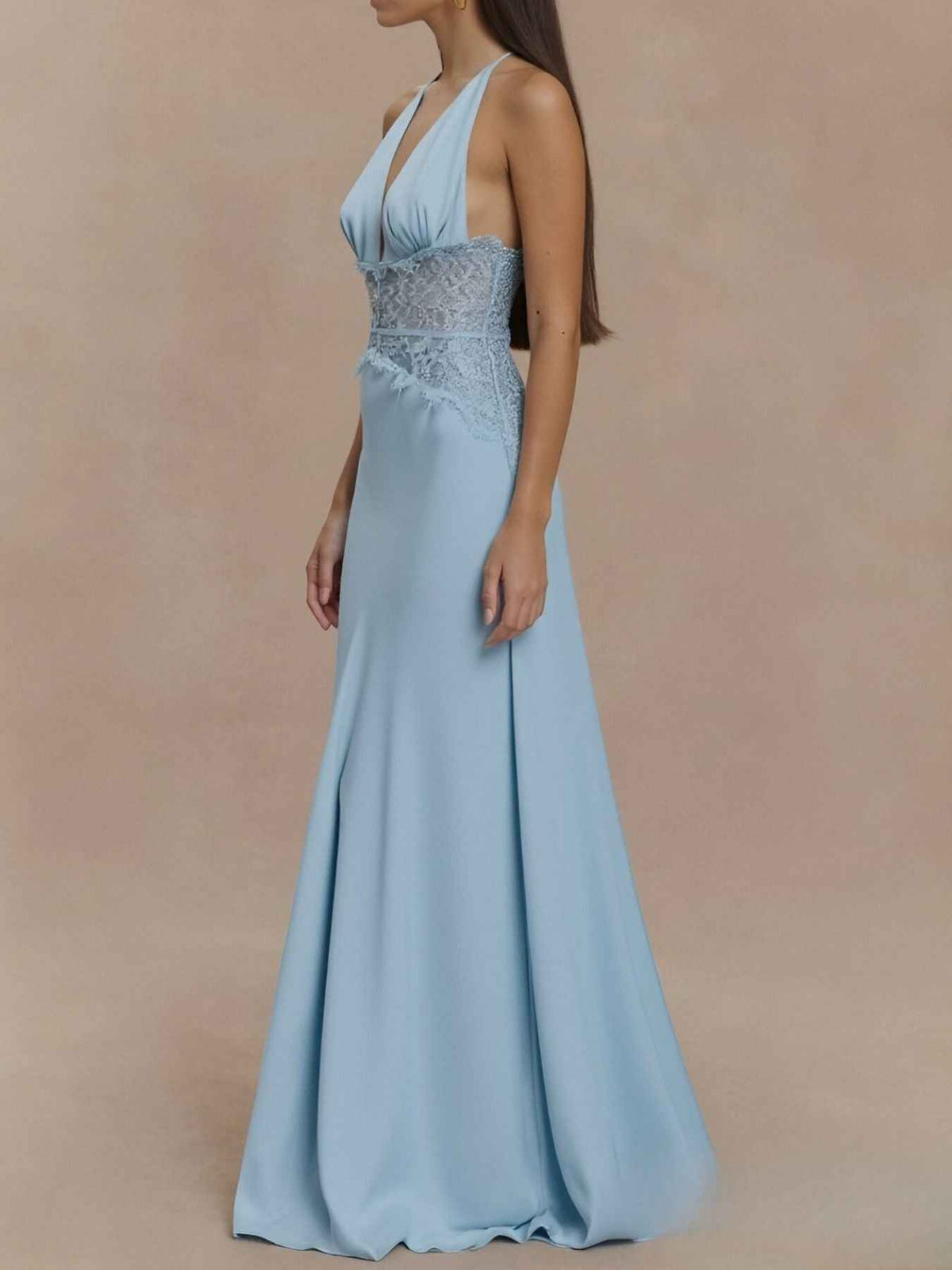 Halter Neck Lace Trimmed Maxi Dress — view 5