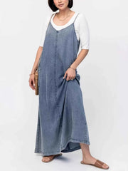 Casual Washed Denim Cami Maxi Dress — view 1