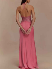 Halter Neck Lace Trimmed Maxi Dress — view 3