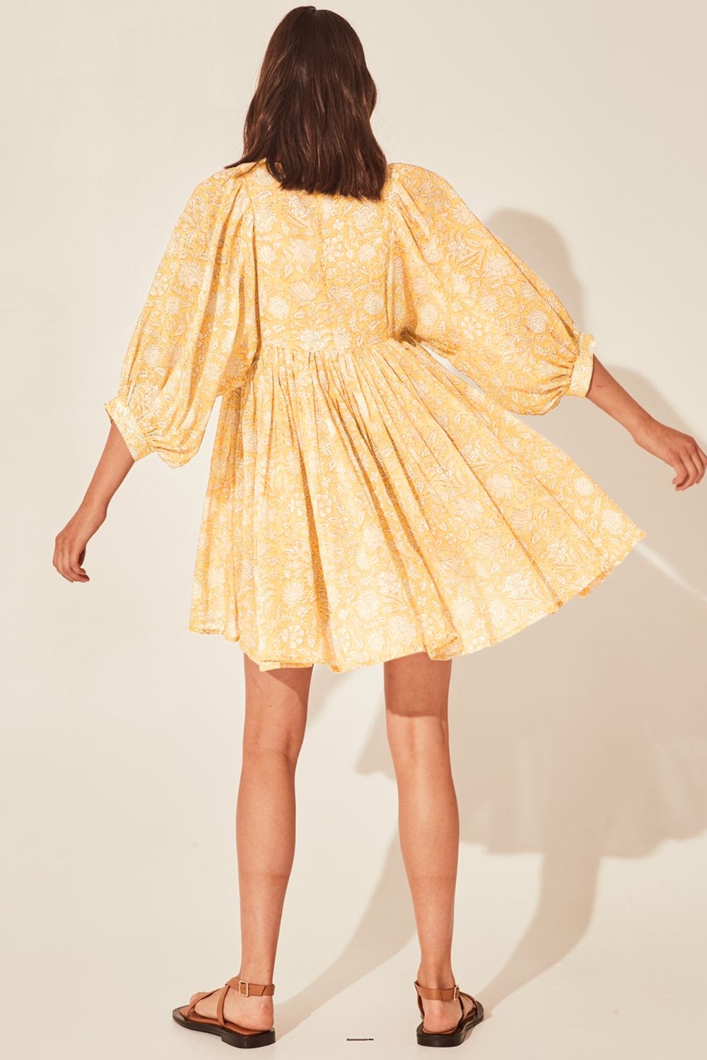 Floral Tie Neck Lantern Sleeve Dress — view 5