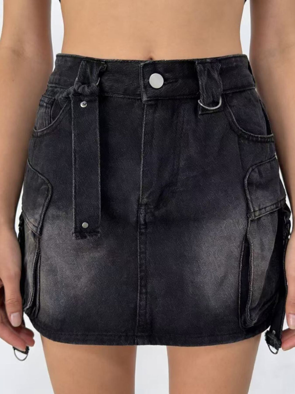 Washed Cargo Denim Skirt - Versatile Style Meets Comfort — view 7