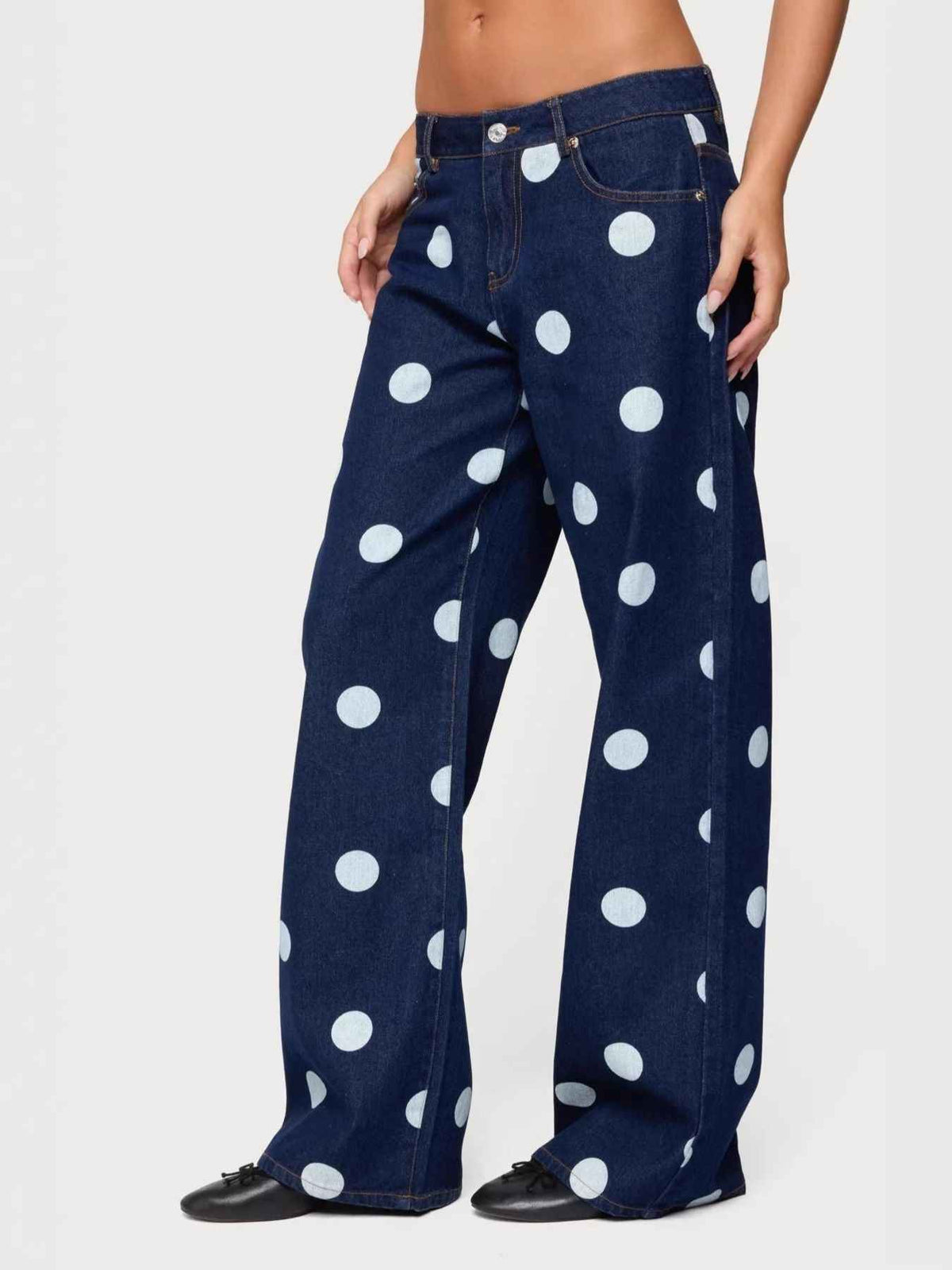 Polka Dot Wide Leg Jeans - Effortless Style for Every Occasion — view 4