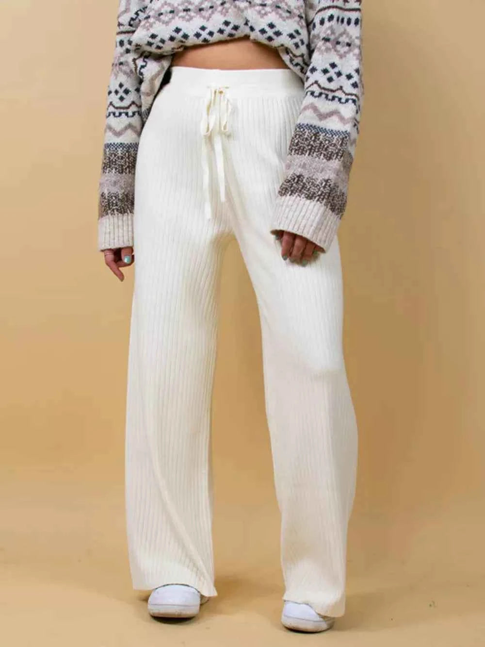 Ribbed Wide Leg Sweater Pants — view 3
