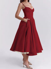 Sweetheart Neck A-Line Midi Dress — view 7