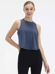 Cutout Back Round Neck Active Tank - Lightweight & Stylish Comfort — view 3