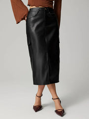 Slit Midi Skirt with Pockets — view 6
