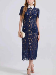 Lace Button-Down Midi Dress — view 4