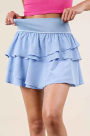 Riffled Tiered Layers Activewear Skirt with Shorts - Stylish & Functional — view 3