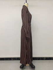 Striped Long Sleeve Belted Shirt Dress — view 7