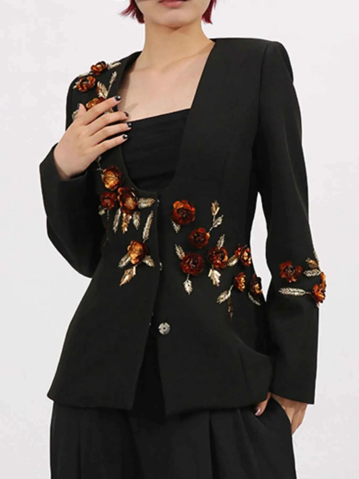 Embroidered Long Sleeve Blazer — view 1