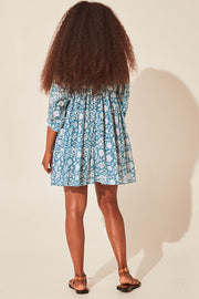 Floral Tie Neck Lantern Sleeve Dress — view 12