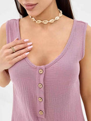 Casual Button-Down Sleeveless Romper — view 2