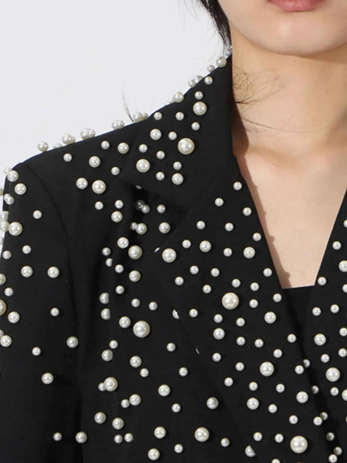 Pearl Embellished Double-Breasted Blazer — view 2