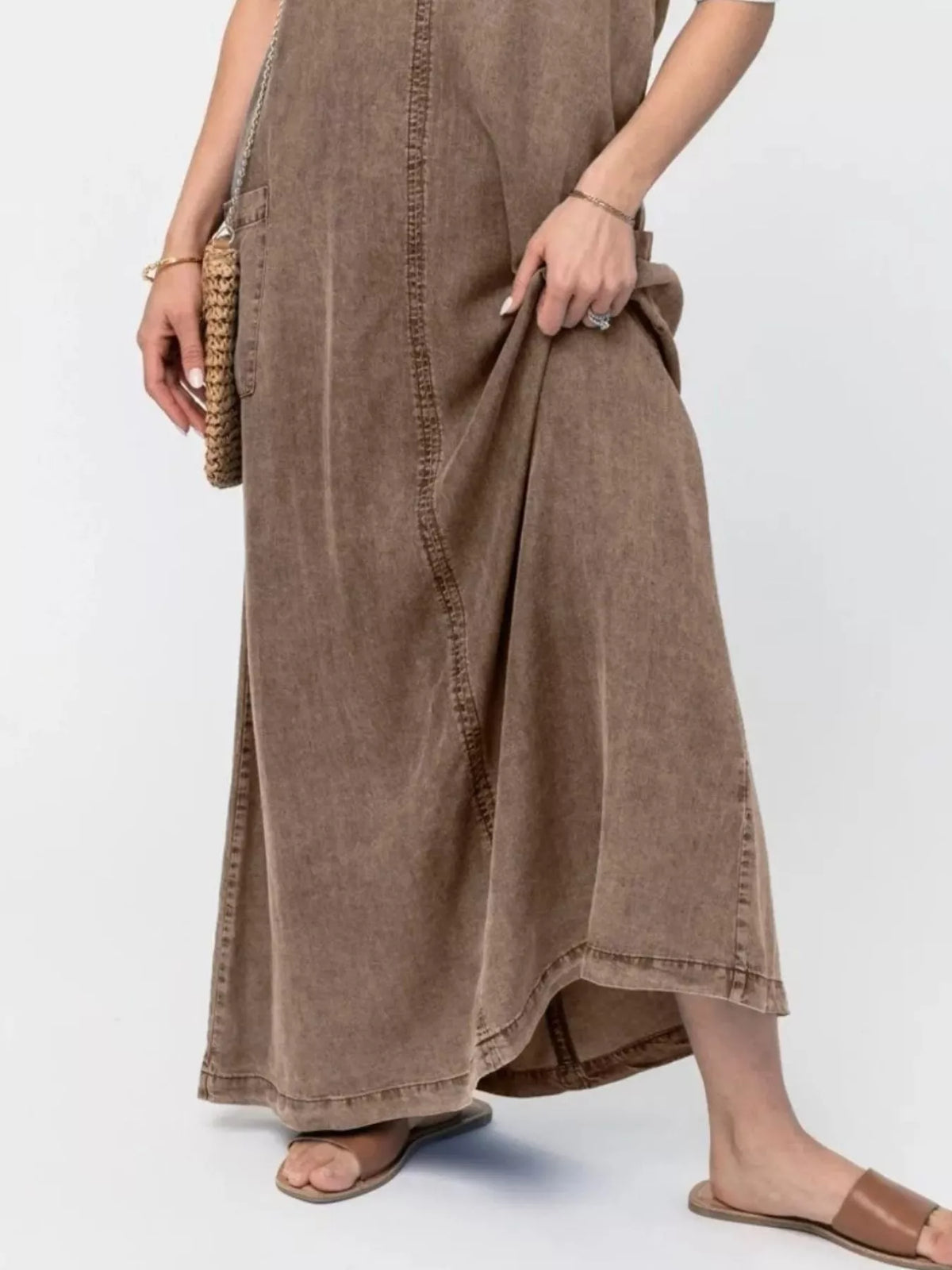 Casual Washed Denim Cami Maxi Dress — view 16