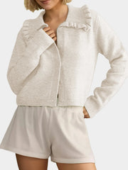Button Up Long Sleeve Cardigan with Peter Pan Collar — view 7
