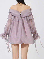 Ruffled Off-Shoulder Flounce Sleeve Dress — view 4