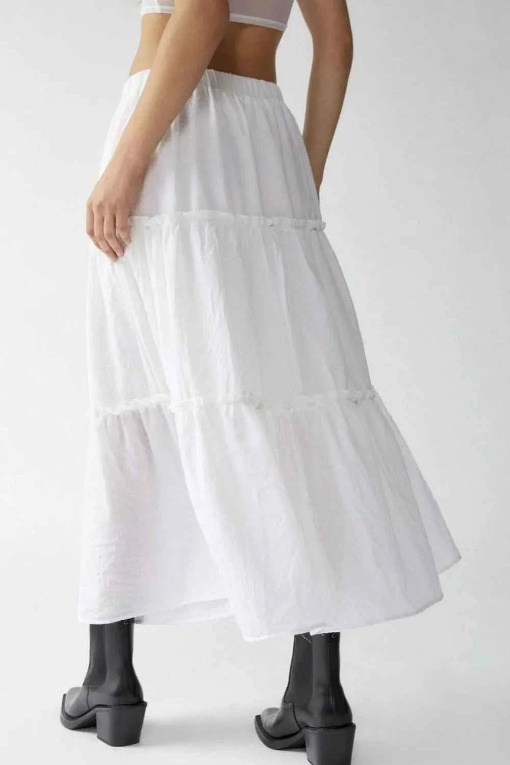 Chic Frill Elastic Waist Skirt for Effortless Style