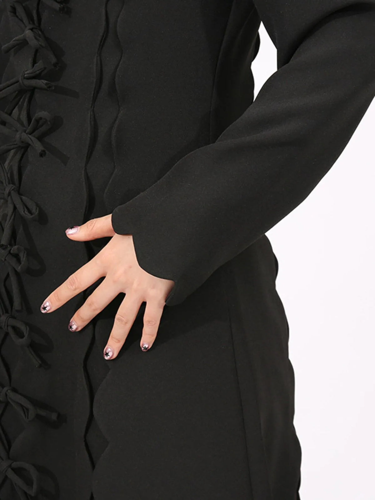 Long Sleeve Bow Front Midi Dress — view 9