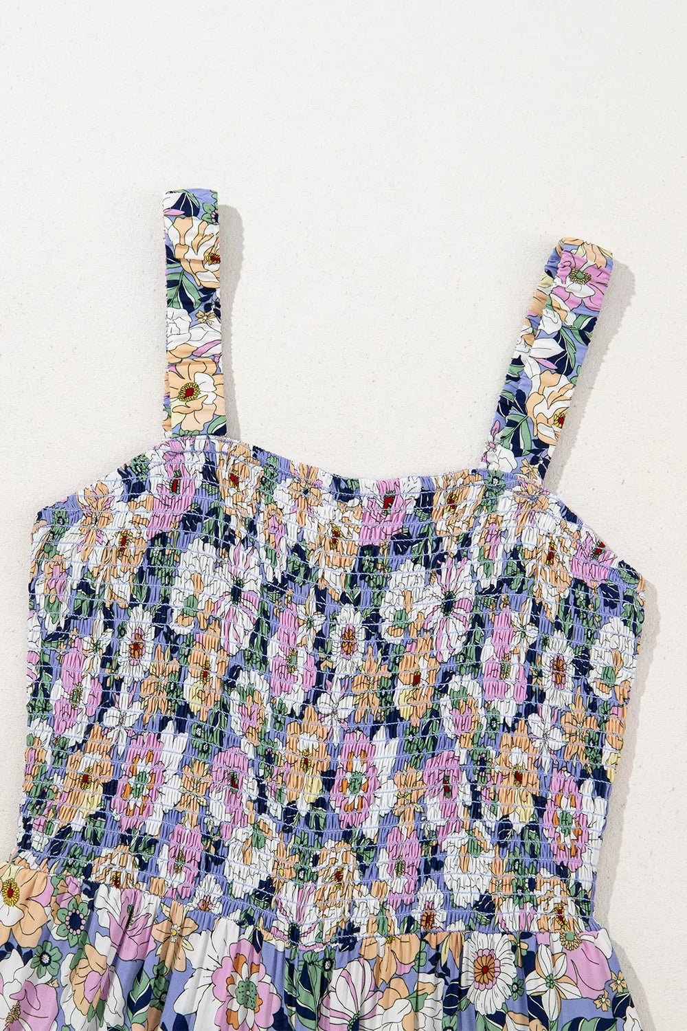 Floral Print Smocked High Waist Square Neck Jumpsuit — view 9