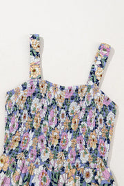 Floral Print Smocked High Waist Square Neck Jumpsuit — view 9