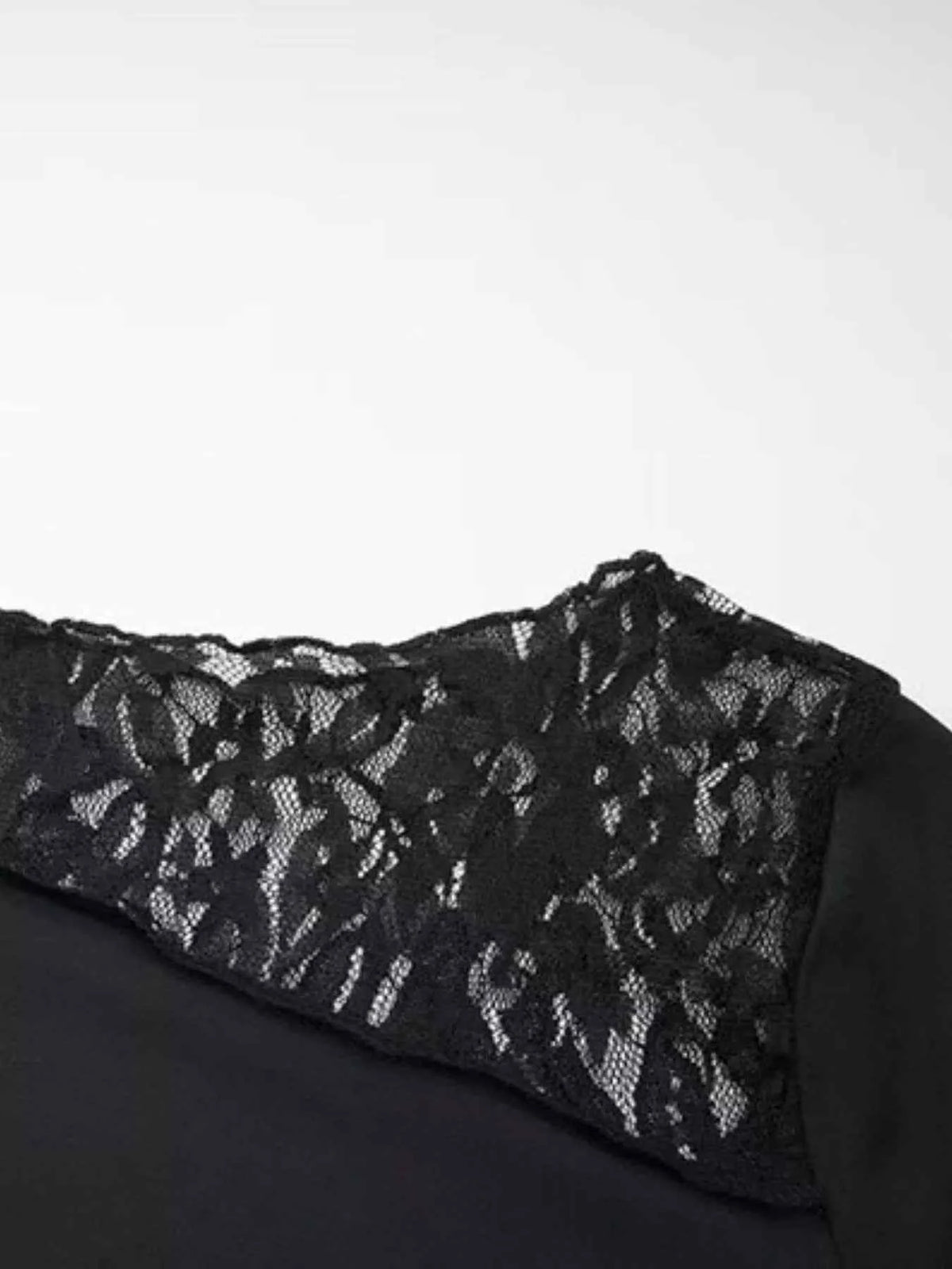 Asymmetrical Lace Trim Long Sleeve T-Shirt — view 3