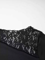 Asymmetrical Lace Trim Long Sleeve T-Shirt — view 3