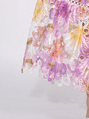 Ruffled Hollow Out Tiered Midi Dress — view 8