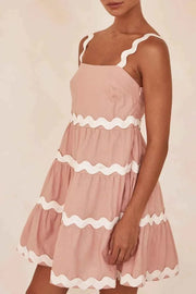 Contrast Trim Square Neck Tiered Dress — view 2