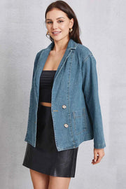 Pocketed Button Up Denim Jacket — view 3