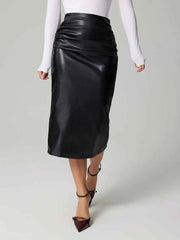 Slit Back Ruched Midi Skirt — view 1