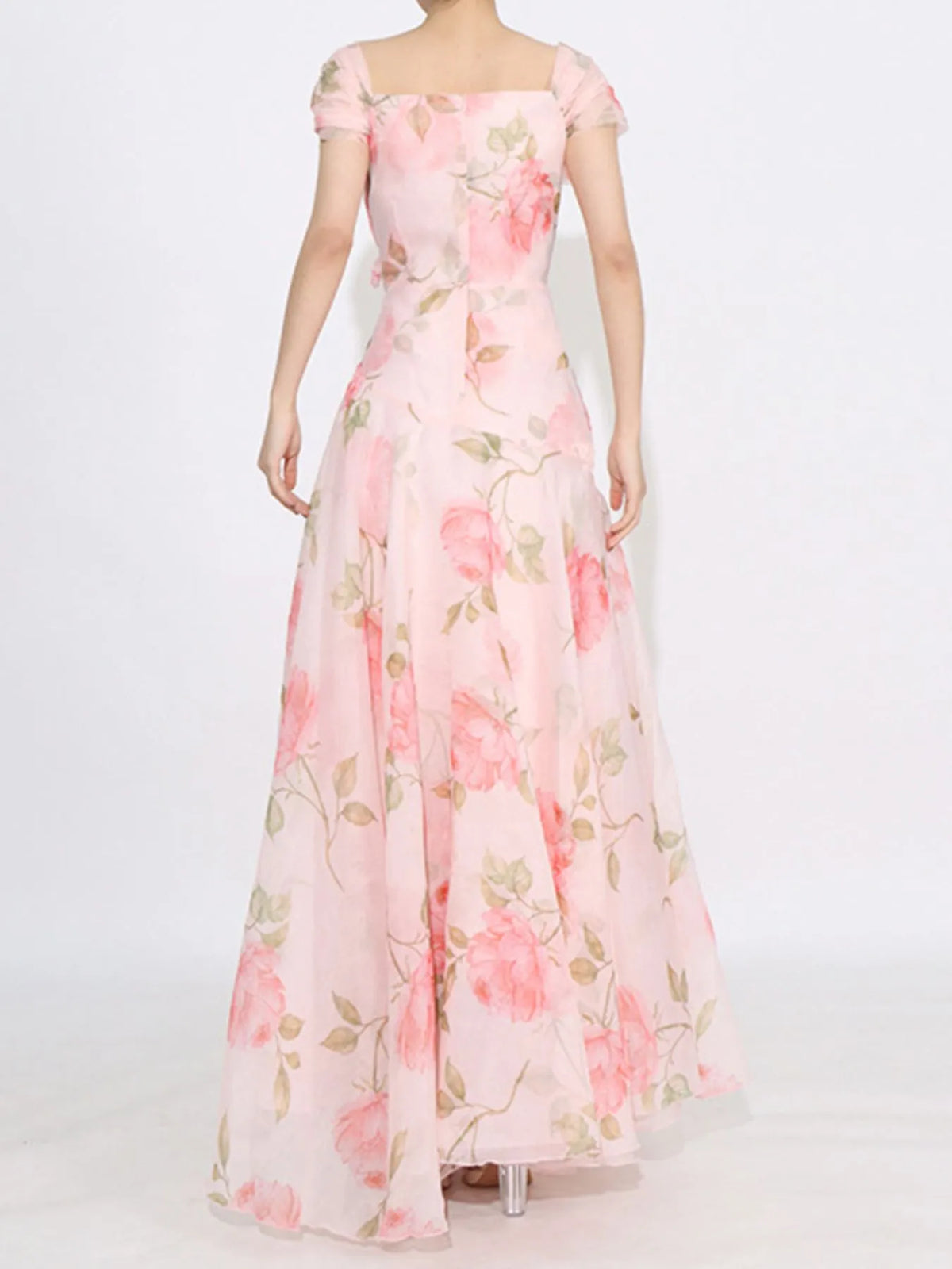 Floral Ruffled Short Sleeve Maxi Dress — view 8