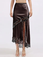 Elevate Your Style with the Asymmetrical Lace Trim Midi Skirt — view 7