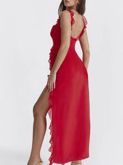 Split Ruffled Square Neck Maxi Dress — view 6
