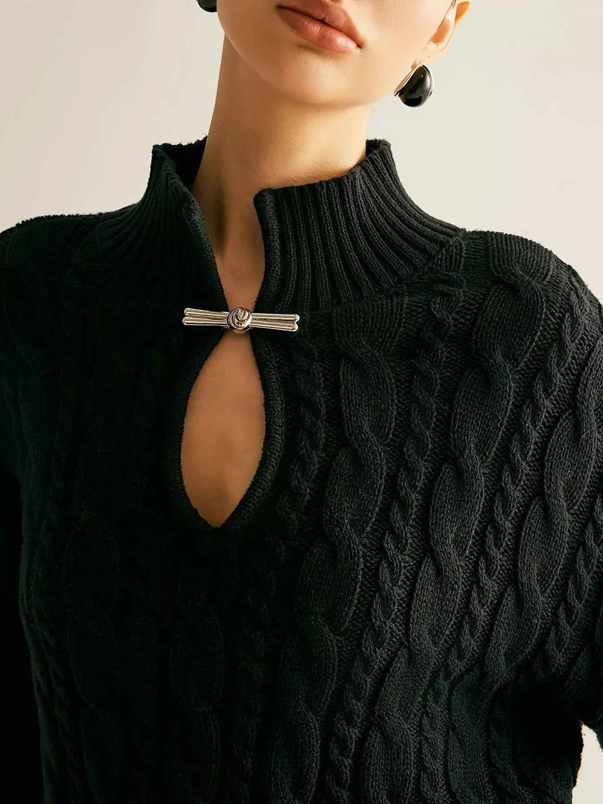 Keyhole Cable-Knit Sweater — view 5
