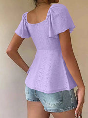 Sweetheart Neck Flutter Sleeve Top - Effortless Elegance Awaits — view 18