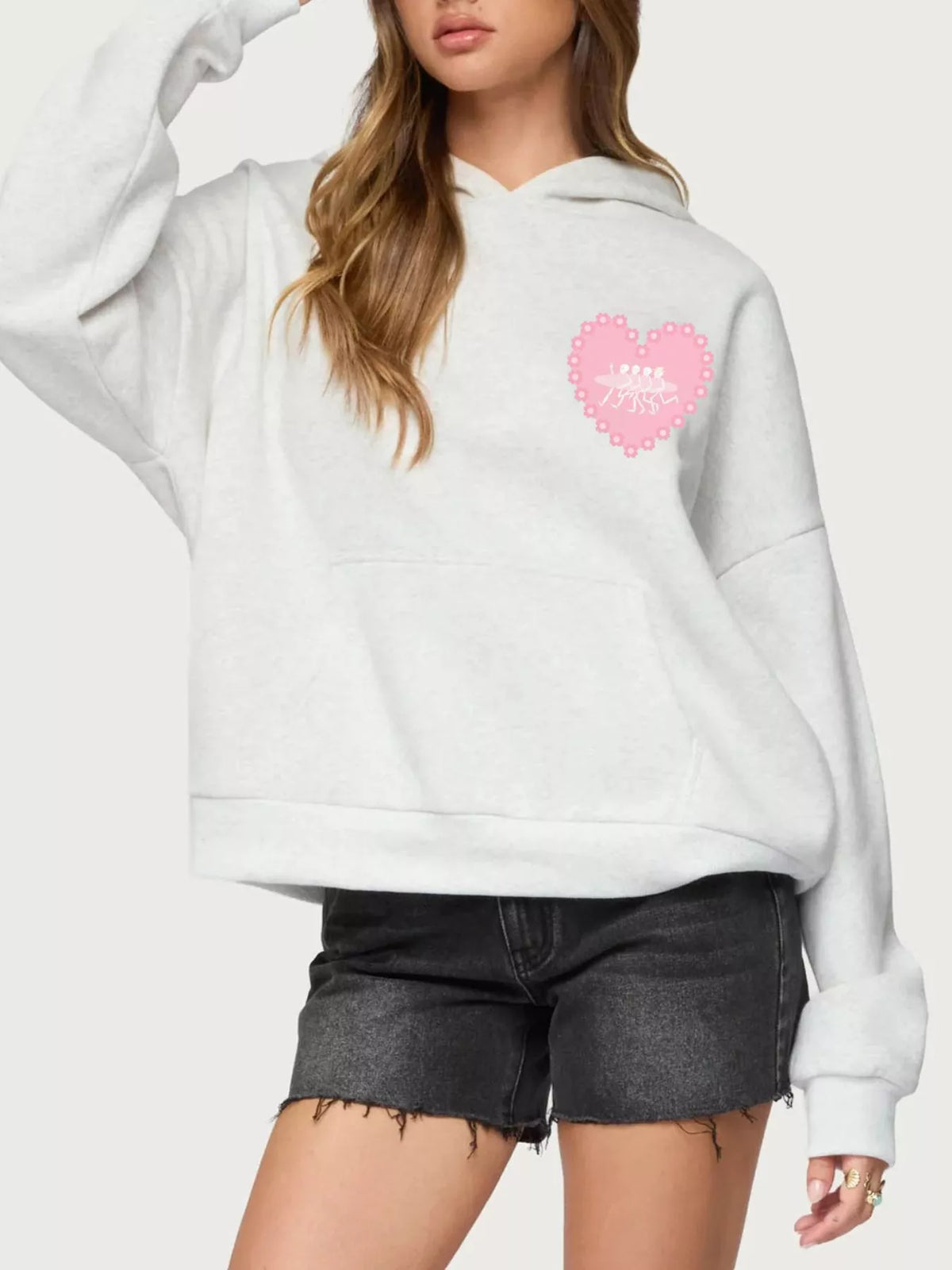 Drop Shoulder Graphic Hoodie with Kangaroo Pocket — view 7