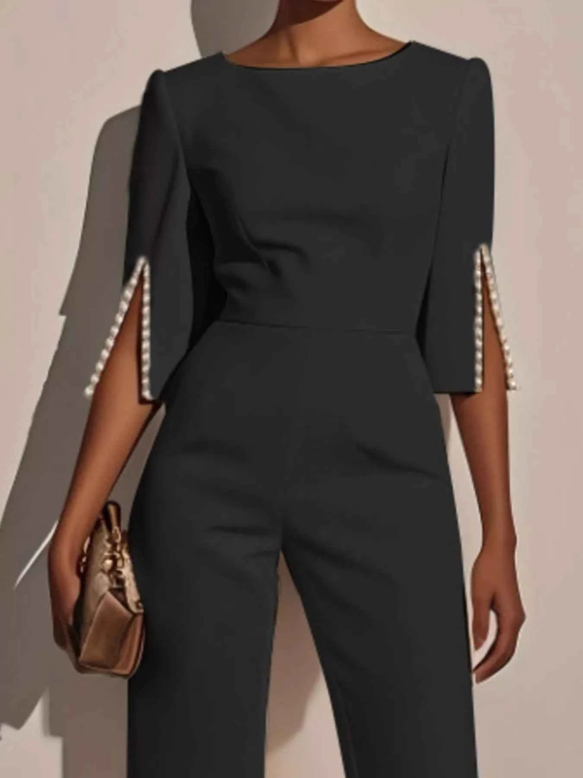 Wide-Leg Jumpsuit with Slit Sleeve — view 2