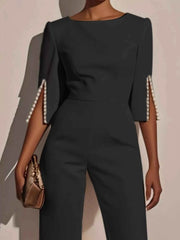Wide-Leg Jumpsuit with Slit Sleeve — view 2