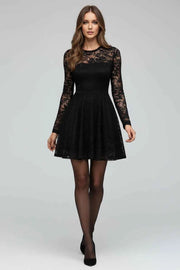 Elegant Lace Long Sleeve Mini Dress — view 1