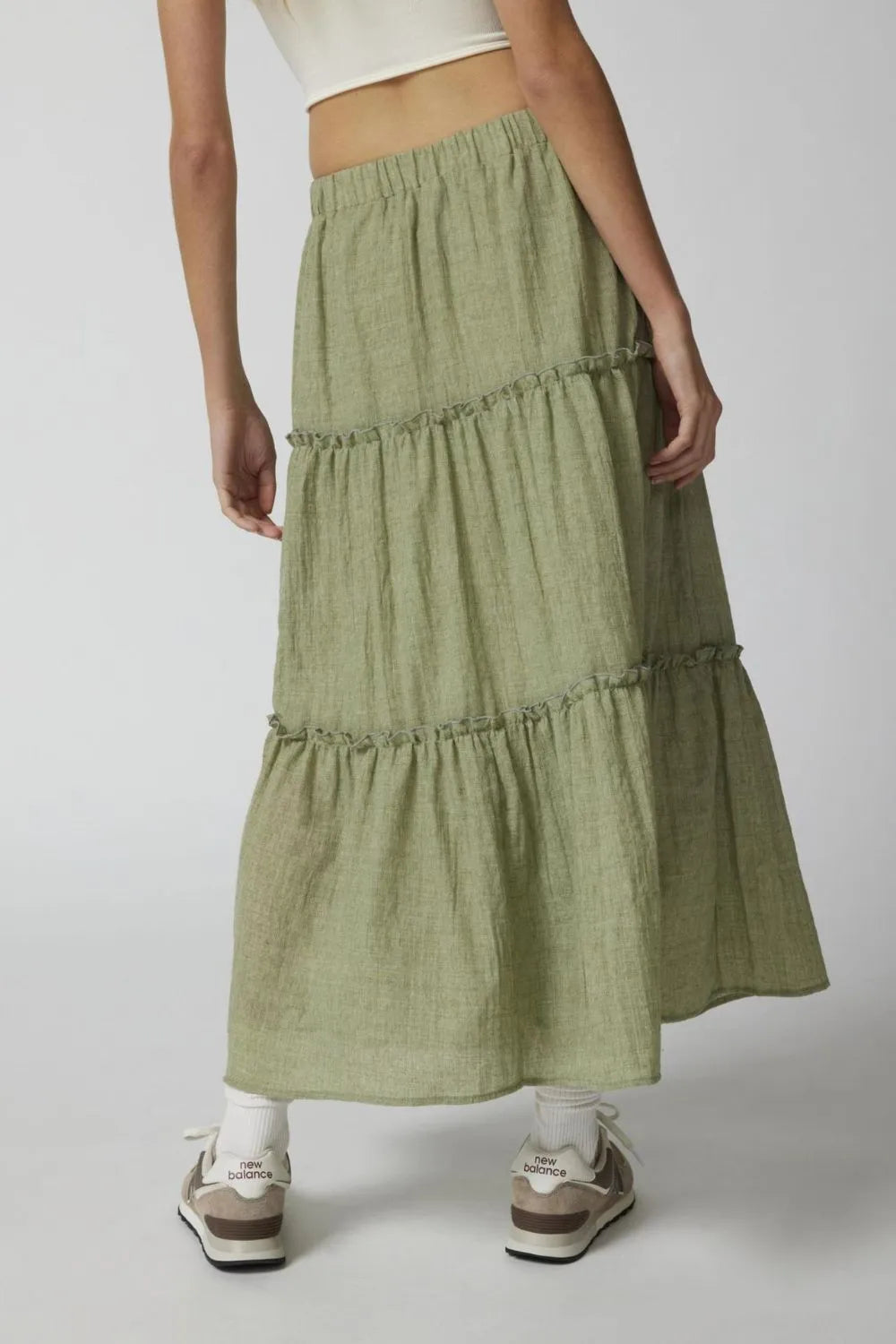 Chic Frill Elastic Waist Skirt for Effortless Style — view 11
