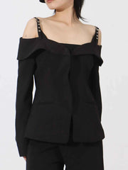 Ruffled Cold Shoulder Long Sleeve Outerwear — view 2