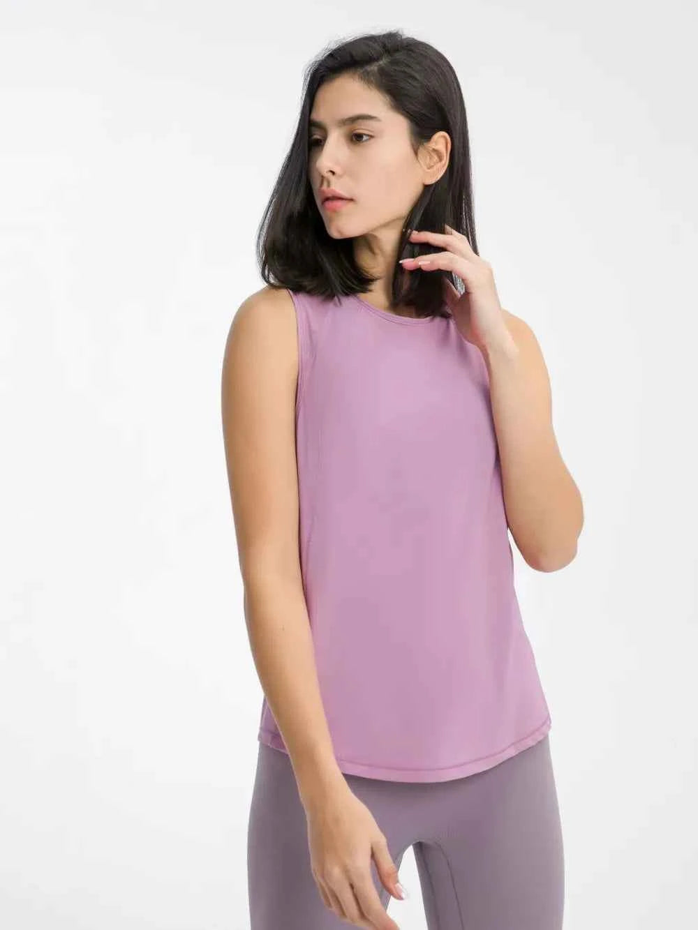 Cutout Back Round Neck Active Tank - Elevate Your Workout Wardrobe — view 19