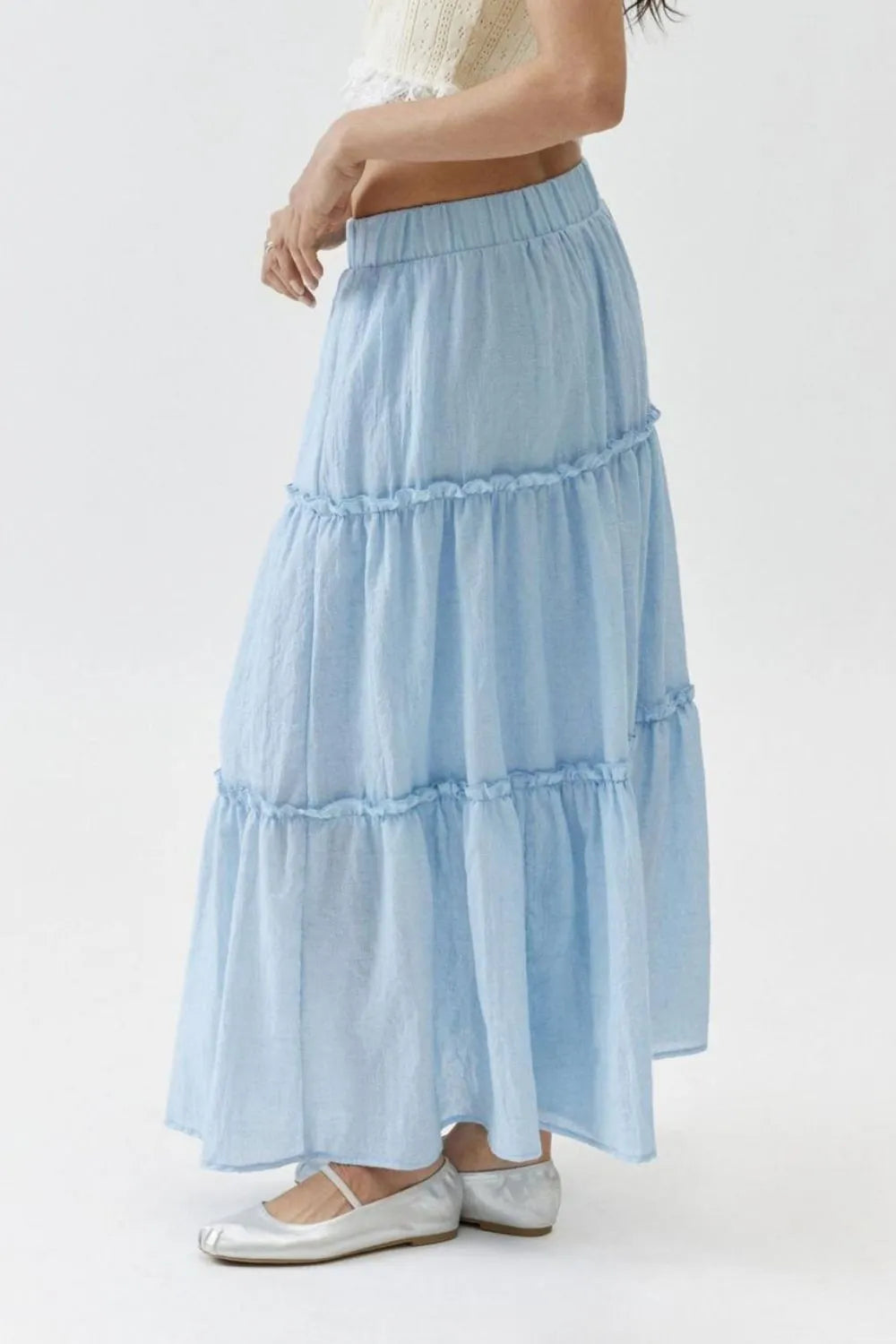 Chic Frill Elastic Waist Skirt for Effortless Style — view 9