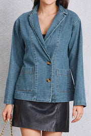 Pocketed Button Up Denim Jacket — view 1
