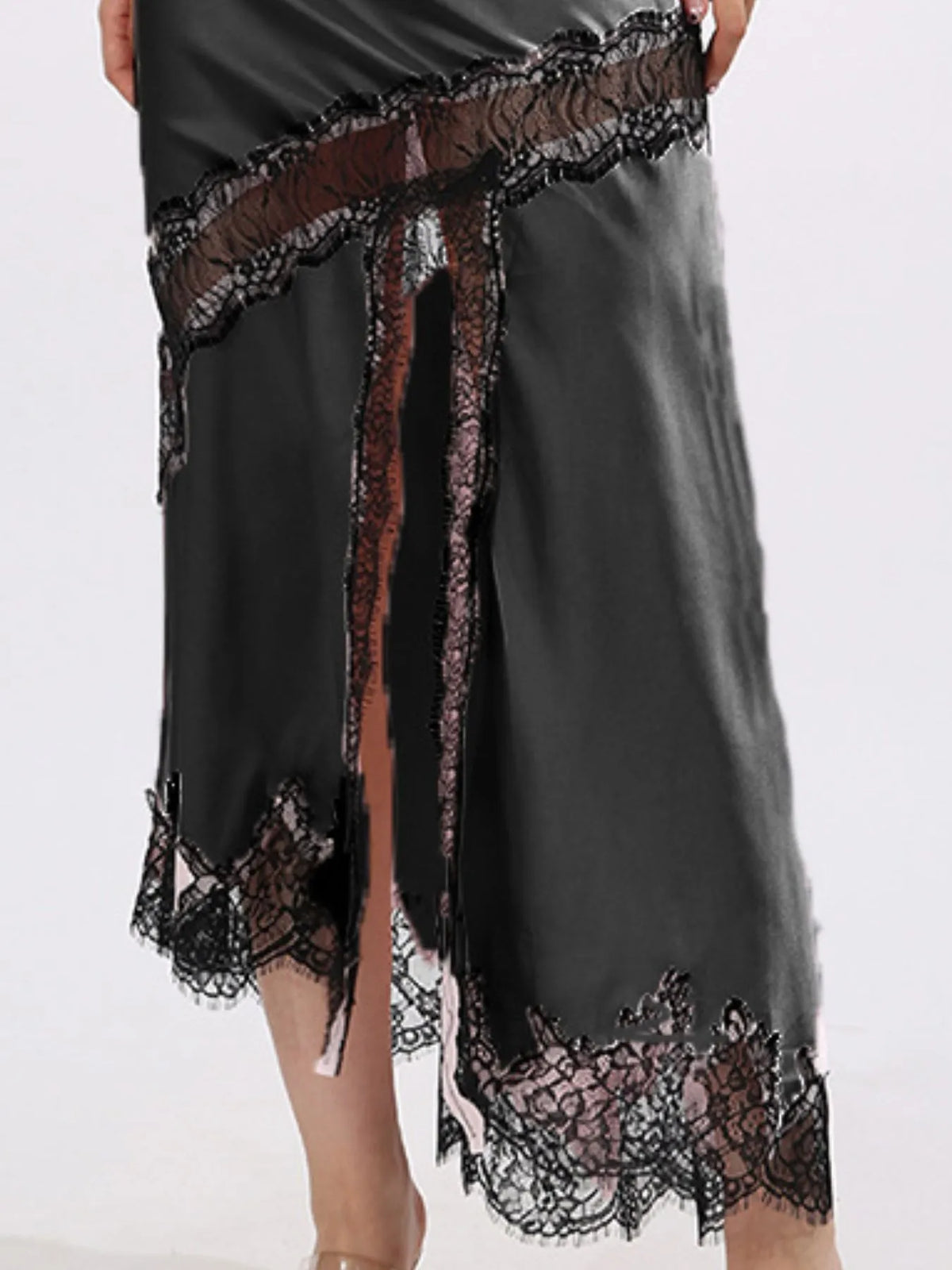 Elevate Your Style with the Asymmetrical Lace Trim Midi Skirt — view 6